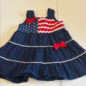 Rare, Too - Patriotic/Flag Sear sucker Dress with Bows